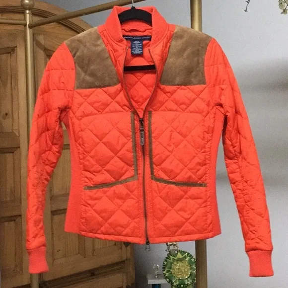 Ralph Lauren sport quilted jacket hunters orange travel cowgirl REMF holiday - Picture 1 of 7